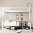 thumbnail image 3 of Sha Cerlin White Metal Bunk Bed Twin Over Full Size with Removable Durable Ladder, 3 of 12