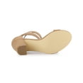 thumbnail image 5 of BLISSFUL STEP Women's Lace Up and Ankle Strap Block Heel Sandals Nude 10, 5 of 7