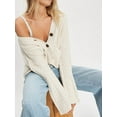 thumbnail image 3 of Women'S Long Sleeve Open Front Cable Knit Crop Cardigan V Neck Button Sweaters with Pockets  XL, 3 of 5