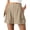Khaki, variant on Womens Shorts Casual Spring Summer Elastic High Waisted Pleated Cotton Shorts Beach Vacation Outfits Pockets