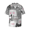 thumbnail image 2 of Lsque Cats Group print Men's Cuban Collar Short Sleeve Shirt Summer Beachwear Casual Button Down Fashionable Vacation Leisure Shirt-4X-Large, 2 of 7