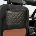 thumbnail image 7 of Multifunctional Car Seat Back Storage Bag - Hanging Organizer with Water Bottle Pockets, Large Capacity Leather Storage Box for Vehicle Seatback, Black or White, 25x17cm, 7 of 7