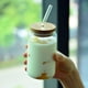 thumbnail image 4 of Taza de vidrio transparente con tapa de madera de bambú para sala de estar, taza de Coca Cola para el hogar, vidrio de borosilicato, taza de una sola capa para jugo de limón, leche, té y pajita, 4 of 5