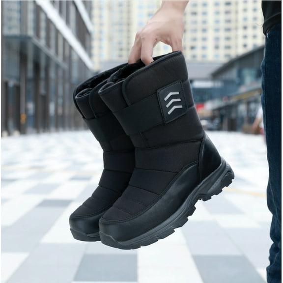 Winter Steel Toe Boots for Men Comfortable Insulated Warm Slip on Snow Boots anti slip Puncture Proof Men's Safety Toe Work Shoes for Industry Construction Outdoor