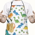 thumbnail image 2 of Colorful Dinosaurs Cacti Pattern Apron-Garden Aprons for Women with Pockets-Cotton Linen Waterproof Kitchen Cooking Gardening Aprons Adjustable for Kitchen,Cooking,BBQ and Salon 33x27 Inch, 2 of 7