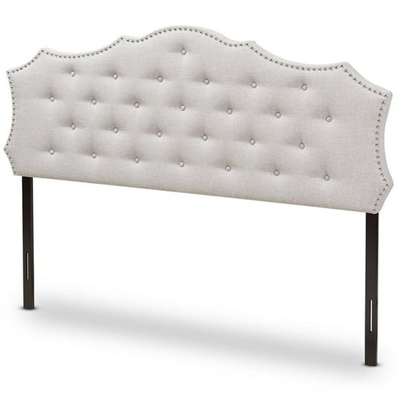 Bowery Hill Modern Tufted Queen Panel Headboard in Grayish Beige