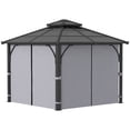 thumbnail image 1 of CoSoTower Pavillon à Toit Rigide 10 Pieds x 10 Pieds avec Toit Double en Polycarbonate de 7 mm, Pavillon Extérieur avec Moustiquaire et Rideaux, Gris Foncé, 1 of 7