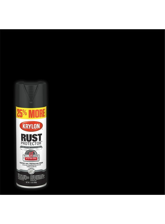 Krylon Rust Protector Enamel Spray Paint, Flat, Black, 15 oz.