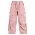 thumbnail image 6 of Lvshlubb Girls Cargo Pants Elastic Waist Althetic Casual Trousers with Pockets Althetic Pant for Girls Size 5-15, 6 of 6
