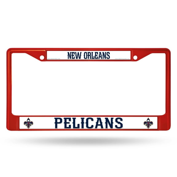 New Orleans Basketball Pelican's NCA Red Painted Chrome Metal License Plate Frame