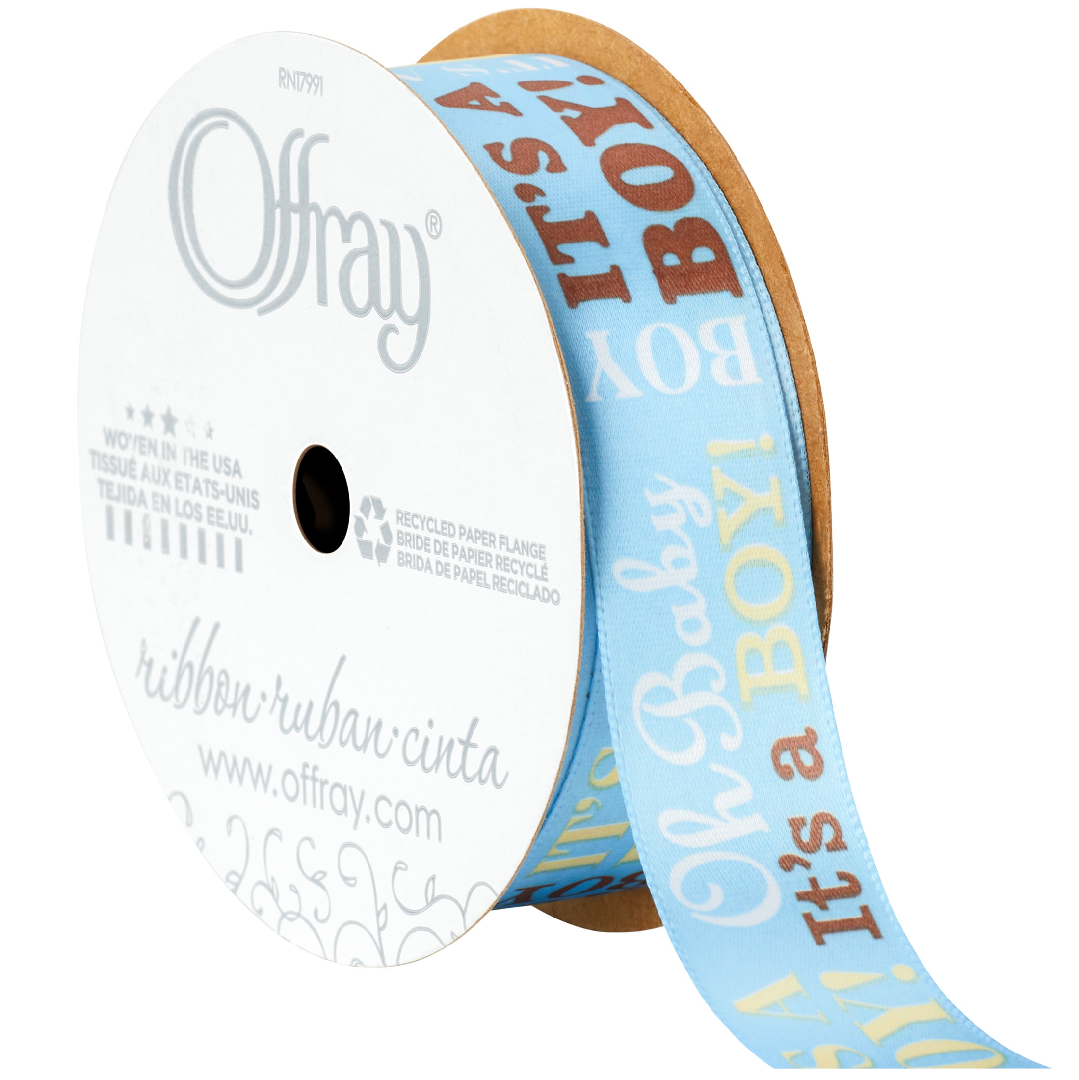 (2 pack) Offray Ribbon, Blue 7/8 inch Baby Satin Ribbon for Sewing, Crafts, and Baby, 9 feet