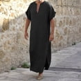 thumbnail image 3 of Mens Kaftan Thobe Casual Long Sleeve Long Gown Shirt Button Down Collar Clothes Thobe, 3 of 5