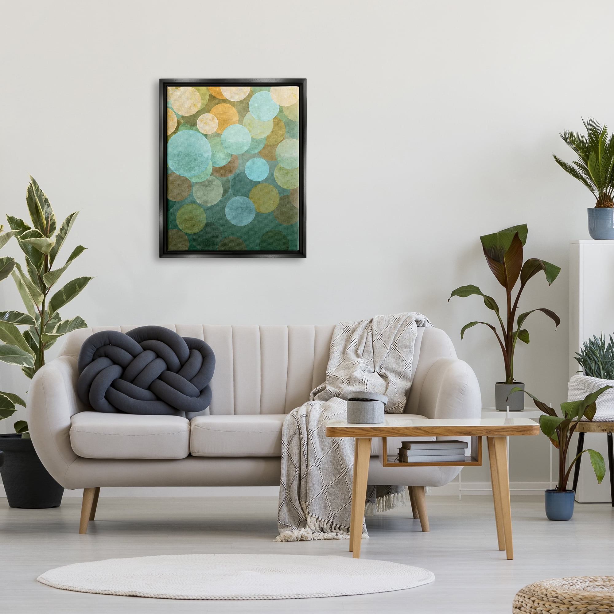 Stupell Industries Geometric Gradient Circles Abstract Painting Black Floater Framed Art Print Wall Art, 25 x 31
