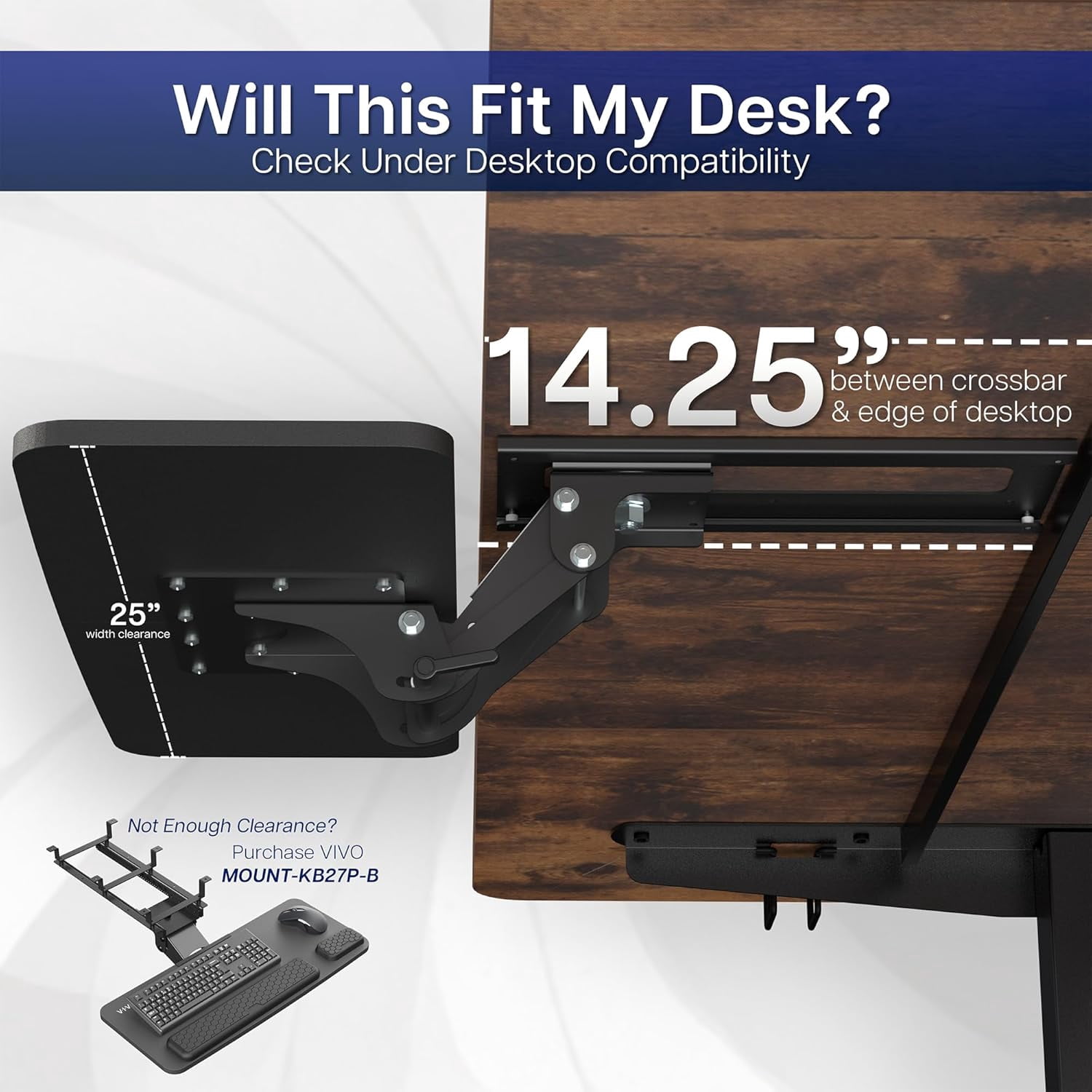 Adjustable Under Desk Keyboard and Mouse Tray - Ergonomic Slide-Out Drawer with 5-Inch Height Adjustment for Office Workstations - Black