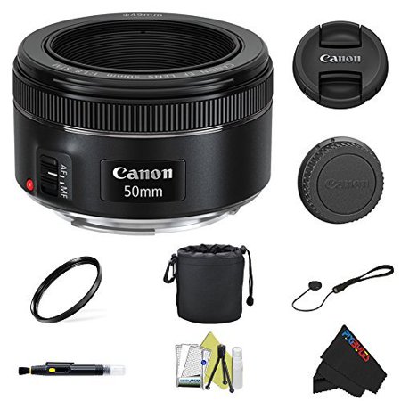 Canon EF 50mm f/1.8 STM Lens + Pixi-Basic Accessory Bundle
