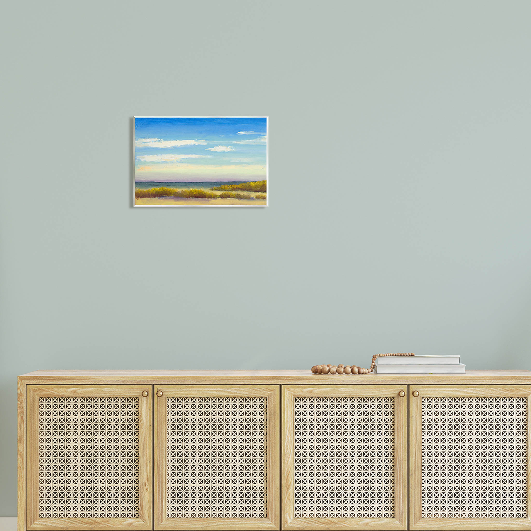 Coastal Beach Vivid Blue Sky Coastal Painting Unframed Art Print Wall Art