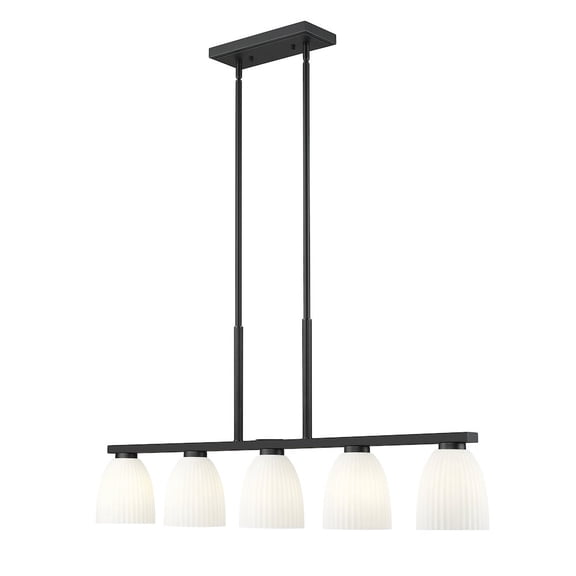 Z-Lite Naya 5 Light Linear Chandelier in Matte Black color, Steel frame
