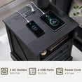 thumbnail image 4 of ACCOHOHO 18" Farmhouse Nightstand with Charging Station, End Table with 2 Drawers Storage, Black, 4 of 9