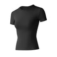 thumbnail image 3 of Uootdi Womens Athletic Tops Crew Neck Short Sleeve Slim Fit Stretchy Breathable Pullovers Workout Gym Tops Active Sport Style Gift, 3 of 6