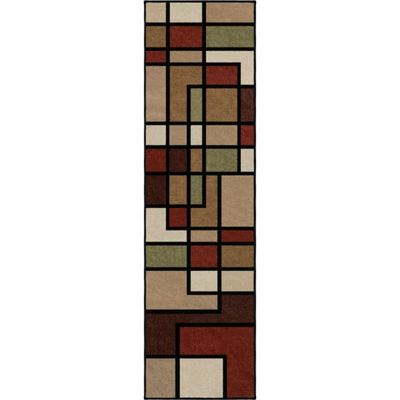 Orian Rugs Indoor/Outdoor Blocks Thorburn Rawhide Runner 2'-3" x 8'-0
