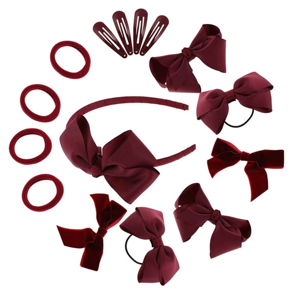 SOPOTUTU 1 Set Stylish Hair Accessories Set Dark Red Small Hair Bows For Little Girls In Everyday Wear