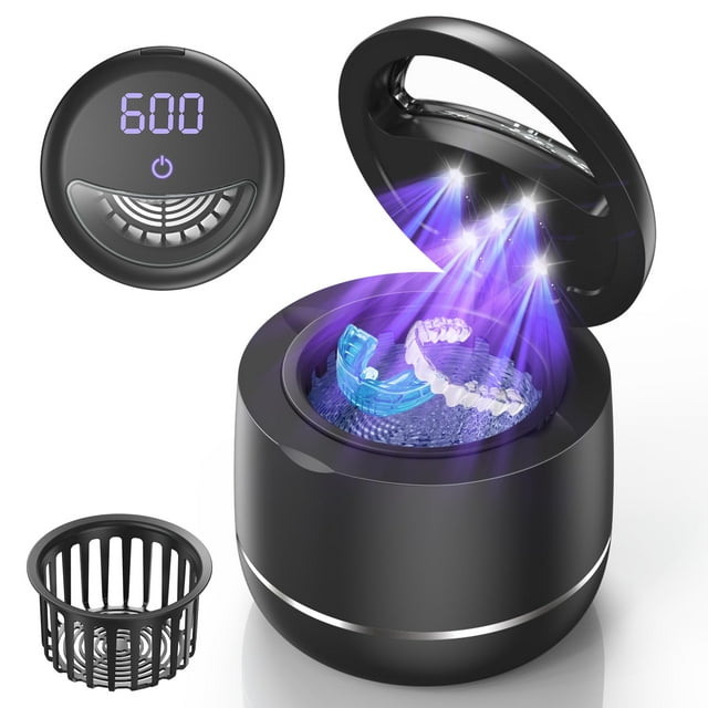 Miorcols Ultrasonic Retainer Cleaner, 48kHz Denture Cleaner Machine with Dual Mode Digital Timer for Braces, Night Guard, Mouthguard, Toothbrush, Jew