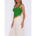 thumbnail image 5 of Women'S Sleeveless Square Neck Tank Top Double Layer Basic Crop Tops Summer Workout Casual Tops Green XL, 5 of 7