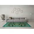 thumbnail image 3 of Ahgly Company Machine Washable Indoor Rectangle Abstract Turquoise Blue Modern Area Rugs, 6' x 9', 3 of 4