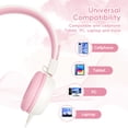 thumbnail image 5 of Kids Headphones, 85/94dB Safe Volume Headphones for School, over Ear Kids Wired Headphones with Built-in Microphone, Noise Isolation, Adjustable Wired Headphones for Girls, Kids, Tablet, Pink & White, 5 of 8