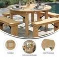 thumbnail image 4 of Flash Furniture HERCULES 60" Round Light Natural Commercial Farmhouse Folding Table, Antique Rustic Solid Pine Dining Room Table with Foldable Locking Legs, 4 of 16