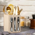 thumbnail image 1 of Yialzm Wood Utensil Organizer Countertop Flatware Storage Box with Compartments for Forks Spoons Knives Suit for Home Dining Kitchen Decor Tabletop Easy to Carry Gift for Special Occasions, 1 of 7