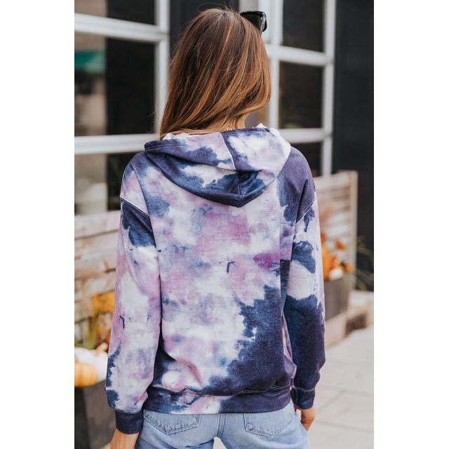 ABPHQTO Sudadera con capucha tie-dye pullover con bolsillo de canguro multicolor para mujer