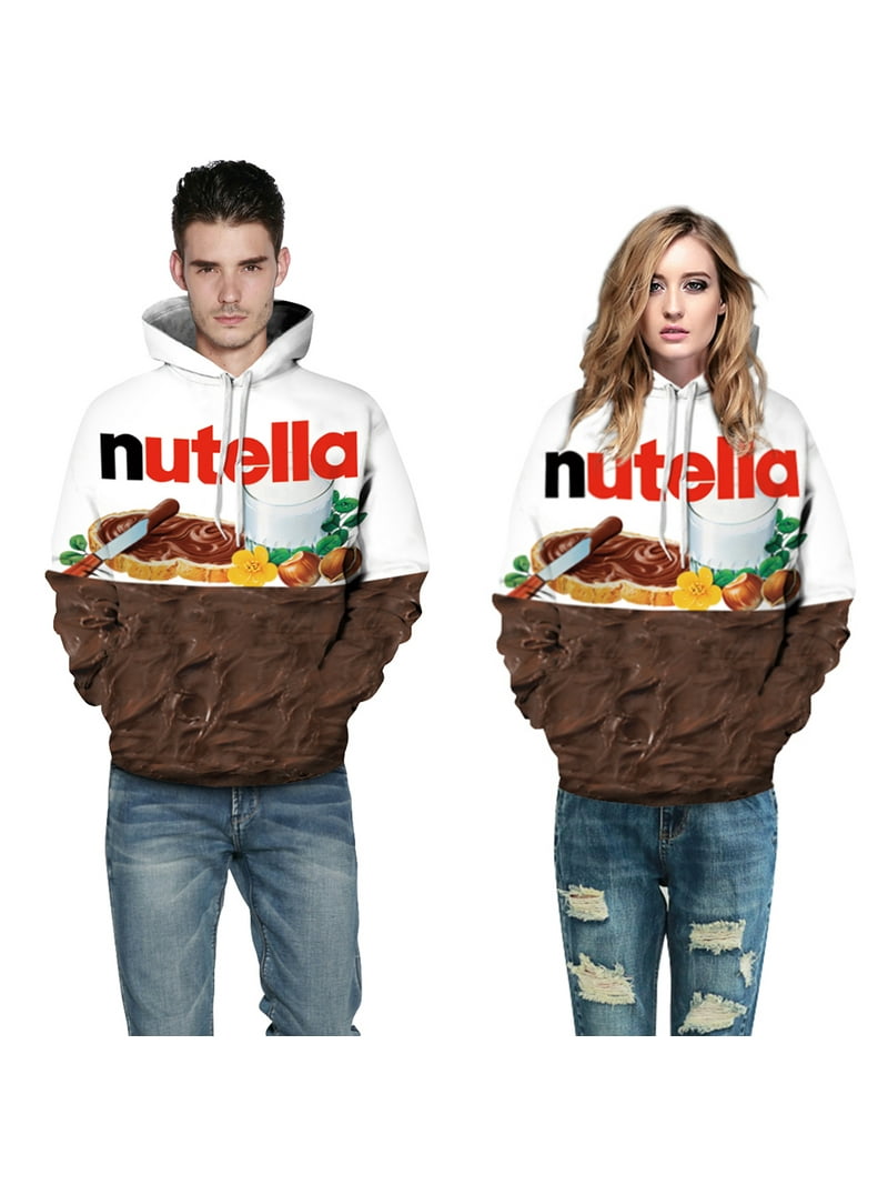 Ambassade straal Wereldwijd Nutella trend snacks 3D printing pattern autumn hoodie long-sleeved couple  sweater casual loose round neck pullover - Walmart.com