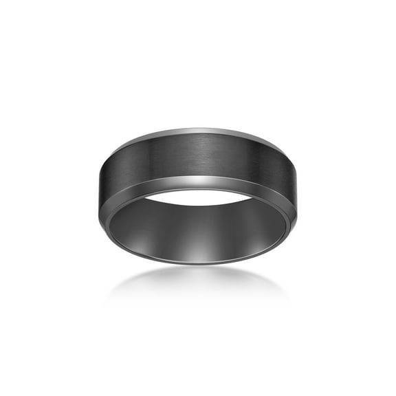 Lavari Jewelers Black Zirconium 8MM Thick Beveled Edge Wedding Band Ring for Men - Size 10