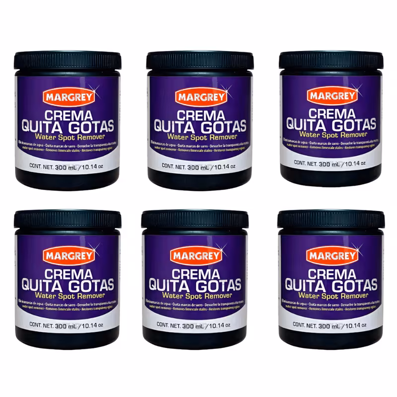 thumbnail image 1 of Paquete 6 Piezas Crema Quita Gotas Margrey 300 ml | Limpieza de Vidrios y Cristales, 1 of 1
