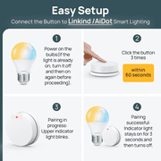 Linkind Smart Button, Bluetooth Light Switch, Exclusive for Linkind/AiDot Smart Bulb, Remote Button Control, 98FT RF Range, Wire-Free, 1 Pack