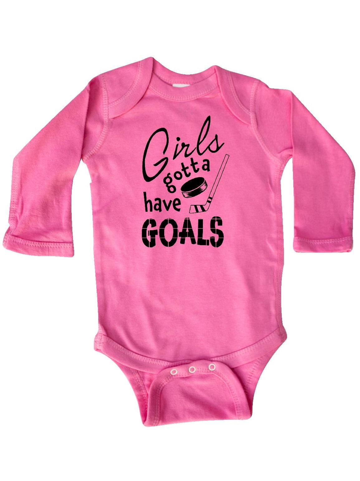 Girls Gotta Have Goals- hockey player Long Sleeve Creeper by Inktastic