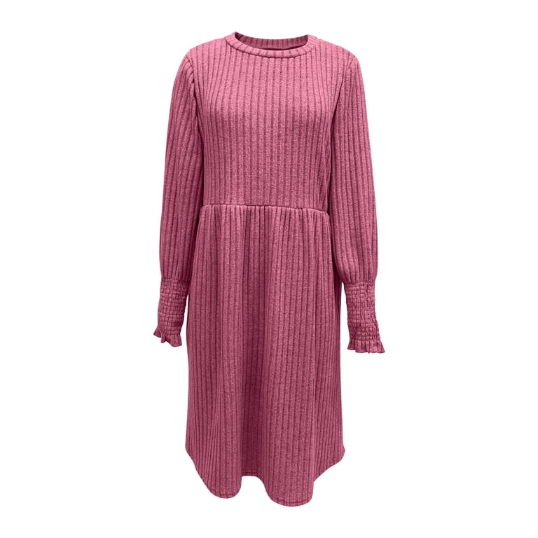 winter dresses ladies Ashirexll Womens Dresses, Midi for Women, Color Casual Round Neck With Waistband And Pockets rodeo birthday outfit Color:Taupe Stripe This elegant garment is Affordable wedding dress alterations