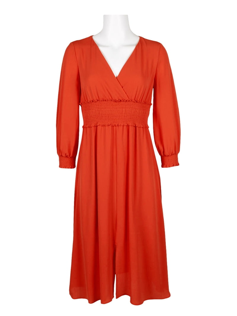 strapless open back dress Irne Sequin Embroidered Off-Shoulder Midi Dress in Orange, L / Orange