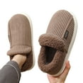 thumbnail image 3 of Daznico Unisex Winter Slippers - Plush Closed-Back House Shoes with Non- Sole, Warm Indoor Comfort,Color:Coffee,Size:9.5, 3 of 7