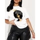 thumbnail image 2 of 1pc Women'S Polyester T-Shirt with Black Queen Portrait Print, Casual Crew Neck, Short Sleeve Knit Top for All Seasons, 2 of 7