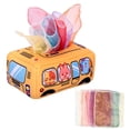 thumbnail image 3 of Caja de pañuelos para bebé, cajón de autobús, toalla de mano, tejido sedoso, tejido arrugado, tirador ocupado estilo A, 3 of 8