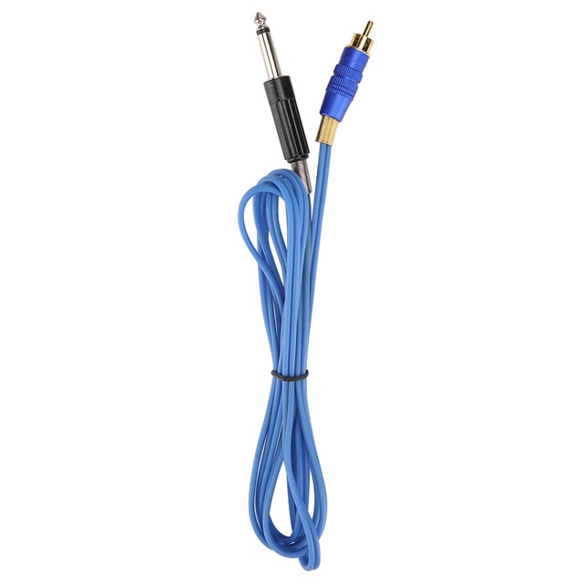Máquina de Motor de tatuaje, cable de Clip, conexión de máquina de tatuaje, línea de gancho, cabeza recta RCA (azul)