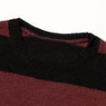 thumbnail image 5 of SEROYE Mens Knit Sweaters Color Block Wide Horizontal Striped Long Sleeve Crewneck Ribbed Trim Pullover Casual Tops (L, Wine), 5 of 10