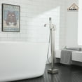 thumbnail image 2 of CASAINC Brushed Nickel Single-Handle Floor-Mounted Bathtub Faucet High Flow Bathroom Tub Filler with Hand Shower, 2 of 10