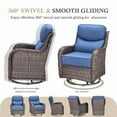 thumbnail image 4 of Patio Wicker 3-Piece Furniture Set Outdoor Rattan Bistro Swivel Rocking Chairs with Side Table Deep Seat Rocker Gliders with 6" Thick Cushions, Blue, 4 of 11