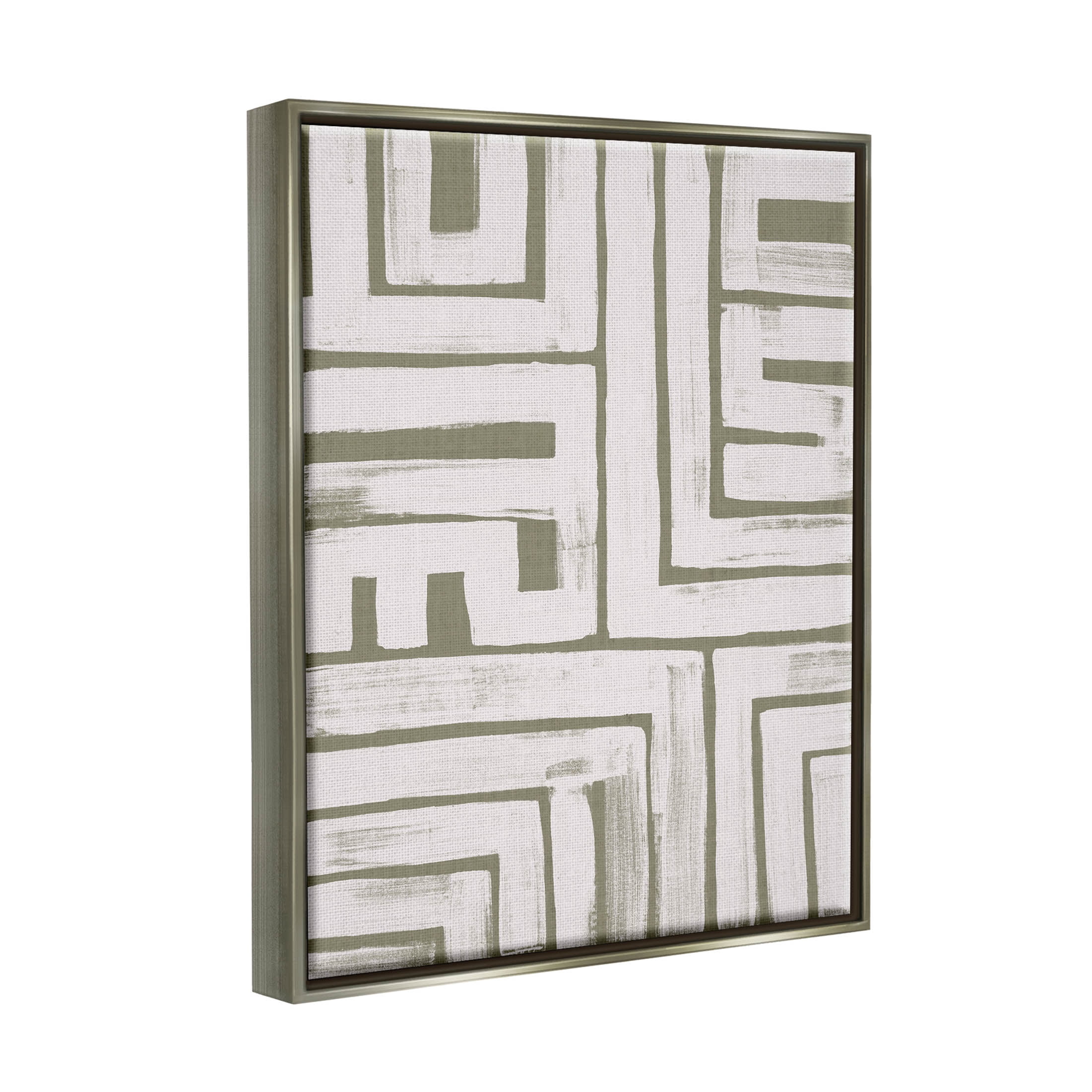 Stupell Industries Geometric Lines Pattern Arrangement Graphic Art Luster Gray Floating Framed Canvas Print Wall Art, Design by June Erica Vess