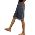 thumbnail image 2 of yeiolnoer Women's Cotton Linen Capri Pants Wide Leg Casual Cropped Pants Loose Beach Vacation Pants with Pockets, 2 of 5
