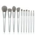 thumbnail image 2 of Makeup Brushes Set - 10 Pcs Silver Conical Wooden Handle Brushes, Soft Fiber Bristles, Makeup Brush Kit, Professional Makeup Brushes, Brush Set Make Up, Beauty Tools Accessories, Holiday Gift, 2 of 4