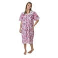 thumbnail image 2 of Women's Short Sleeve Woven Snap-Front Closure Floral Embroidery Housecoat Duster Lounge Nightgown, Pink XXX-Large, 2 of 5